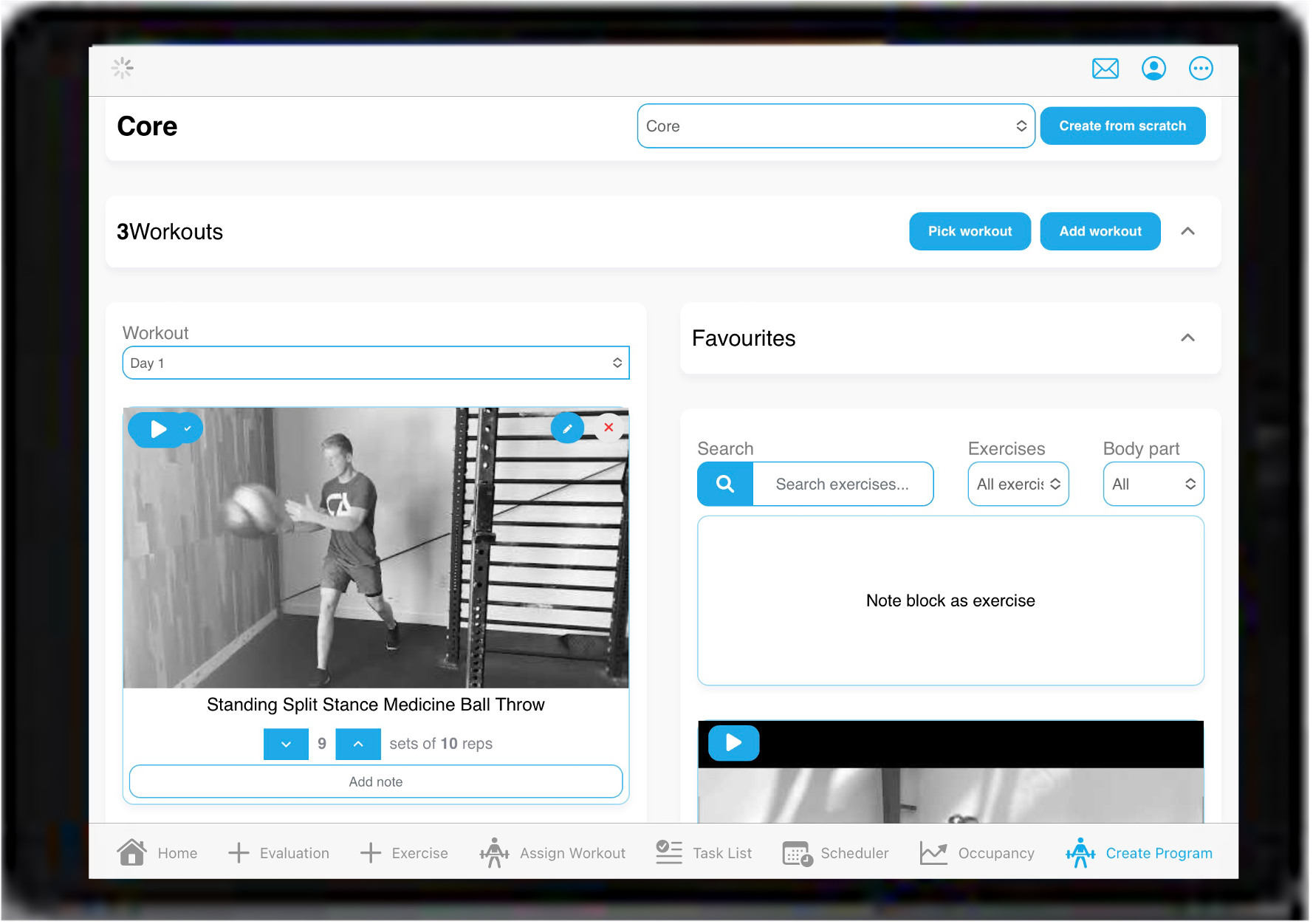 Create and assign personalised workout programs